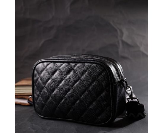 Придбати Классическая кожаная женская сумка через плечо на одно отделение Vintage 22387 Черная, image , зображення 8, характеристики, відгуки