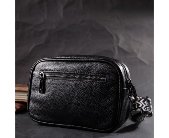 Придбати Классическая кожаная женская сумка через плечо на одно отделение Vintage 22387 Черная, image , зображення 9, характеристики, відгуки