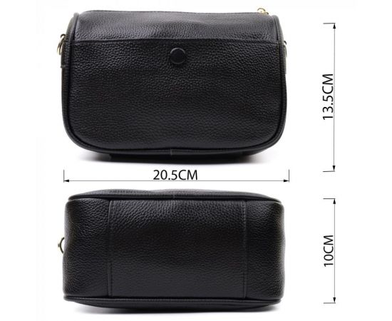 Купить Сумка кросс-боди для женщин на каждый день из натуральной кожи Vintage 22590 Черная, фото , изображение 3, характеристики, отзывы