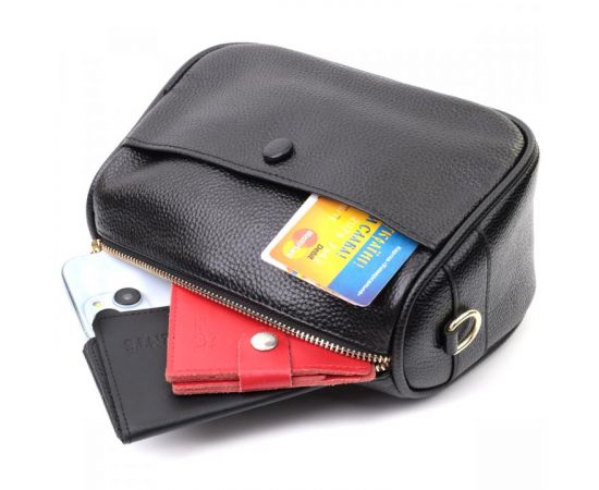 Купить Сумка кросс-боди для женщин на каждый день из натуральной кожи Vintage 22590 Черная, фото , изображение 10, характеристики, отзывы