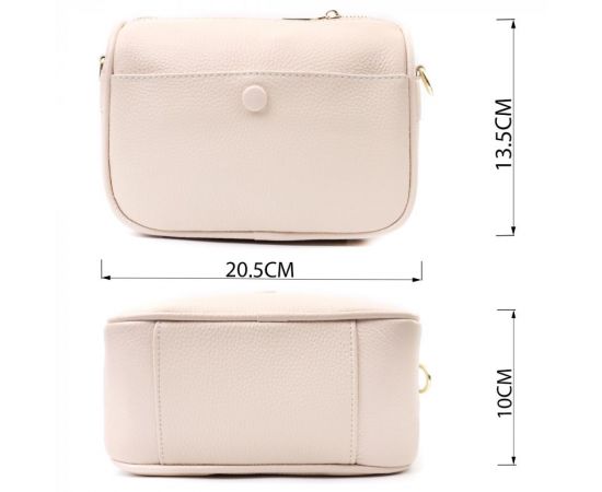 Придбати Компактная сумка кросс-боди для женщин на каждый день из натуральной кожи Vintage 22591 Белая, image , зображення 3, характеристики, відгуки