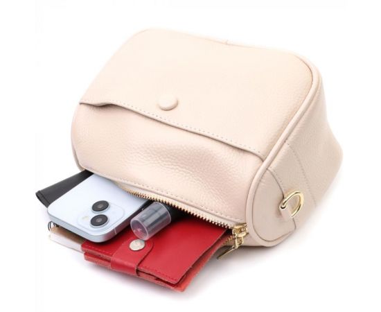 Придбати Компактная сумка кросс-боди для женщин на каждый день из натуральной кожи Vintage 22591 Белая, image , зображення 10, характеристики, відгуки