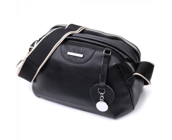 Придбати Сумка на два отделения из натуральной кожи Vintage 22592 Черная, image , характеристики, відгуки