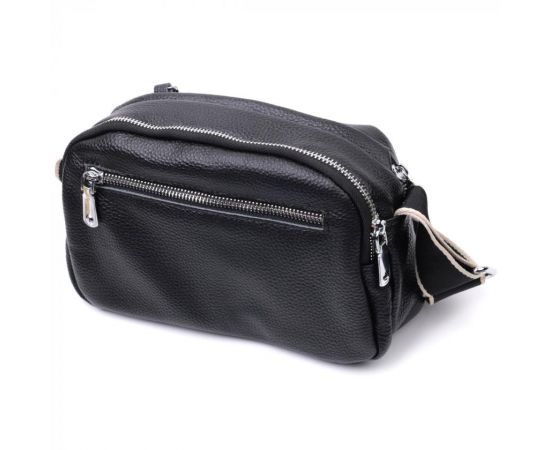 Придбати Сумка на два отделения из натуральной кожи Vintage 22592 Черная, image , зображення 2, характеристики, відгуки