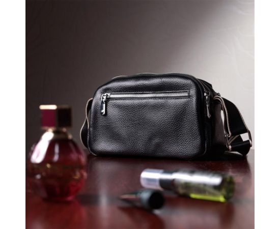 Придбати Сумка на два отделения из натуральной кожи Vintage 22592 Черная, image , зображення 12, характеристики, відгуки