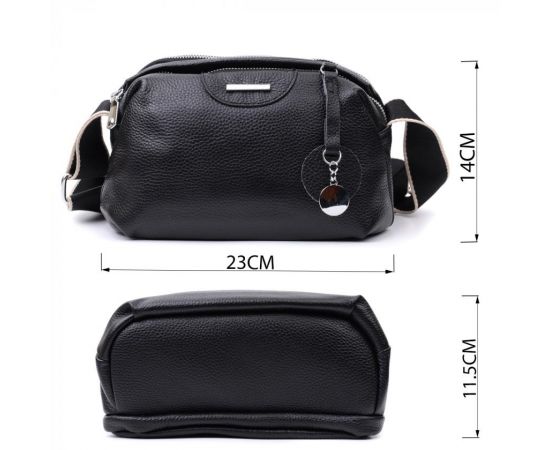 Придбати Сумка на два отделения из натуральной кожи Vintage 22592 Черная, image , зображення 3, характеристики, відгуки