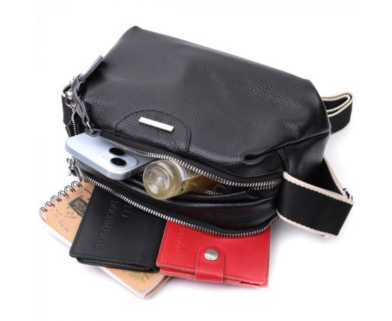 Придбати Сумка на два отделения из натуральной кожи Vintage 22592 Черная, image , зображення 9, характеристики, відгуки