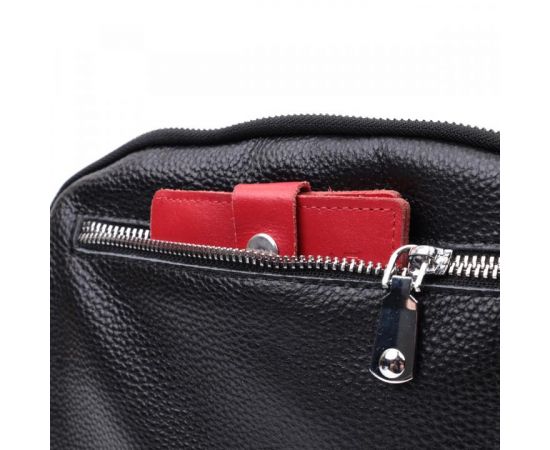 Придбати Сумка на два отделения из натуральной кожи Vintage 22592 Черная, image , зображення 10, характеристики, відгуки