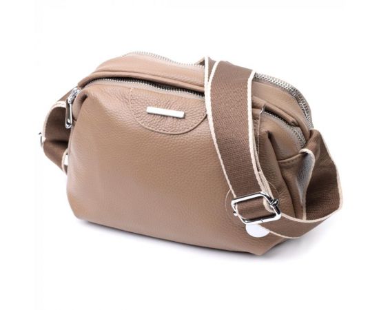 Придбати Сумка на каждый день с двумя отделениями из натуральной кожи Vintage 22594 Бежевый, image , характеристики, відгуки