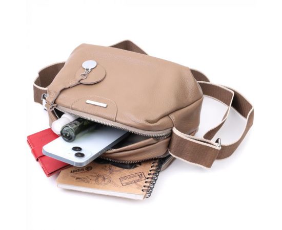 Придбати Сумка на каждый день с двумя отделениями из натуральной кожи Vintage 22594 Бежевый, image , зображення 11, характеристики, відгуки