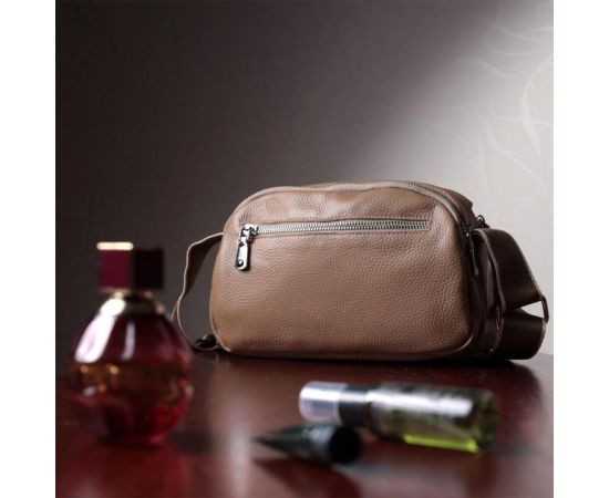 Придбати Сумка на каждый день с двумя отделениями из натуральной кожи Vintage 22594 Бежевый, image , зображення 13, характеристики, відгуки