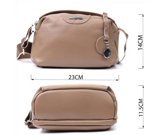 Придбати Сумка на каждый день с двумя отделениями из натуральной кожи Vintage 22594 Бежевый, image , зображення 3, характеристики, відгуки