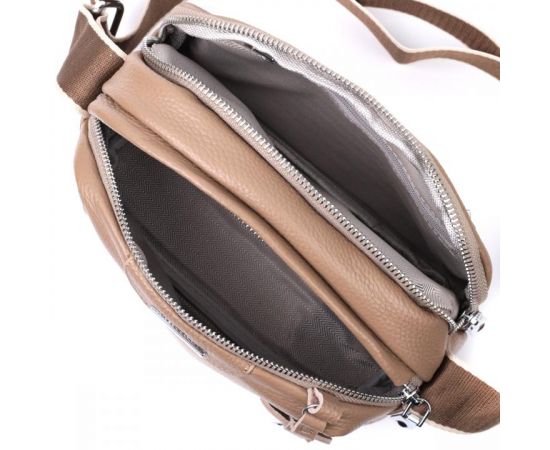 Придбати Сумка на каждый день с двумя отделениями из натуральной кожи Vintage 22594 Бежевый, image , зображення 9, характеристики, відгуки