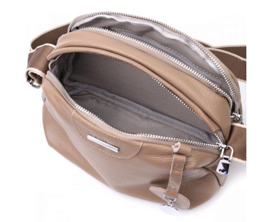 Придбати Сумка на каждый день с двумя отделениями из натуральной кожи Vintage 22594 Бежевый, image , зображення 10, характеристики, відгуки