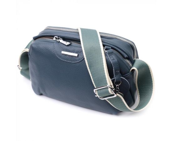 Купить Отменная сумка на каждый день с двумя отделениями из натуральной кожи Vintage 22595 Синяя, фото , характеристики, отзывы