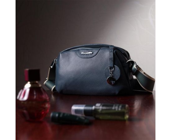 Купить Отменная сумка на каждый день с двумя отделениями из натуральной кожи Vintage 22595 Синяя, фото , изображение 11, характеристики, отзывы