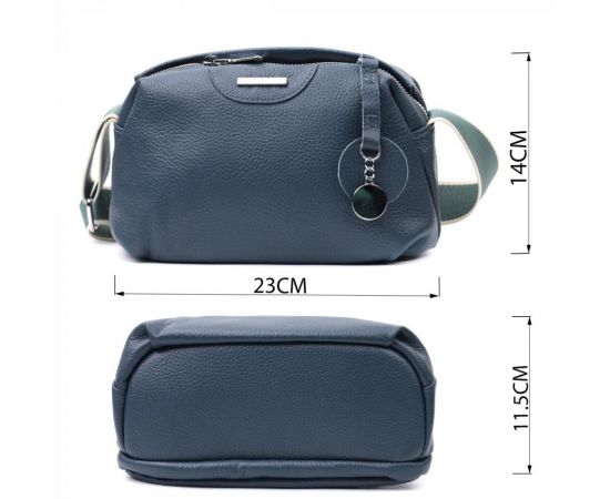 Купить Отменная сумка на каждый день с двумя отделениями из натуральной кожи Vintage 22595 Синяя, фото , изображение 3, характеристики, отзывы