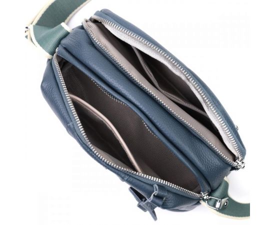 Купить Отменная сумка на каждый день с двумя отделениями из натуральной кожи Vintage 22595 Синяя, фото , изображение 8, характеристики, отзывы