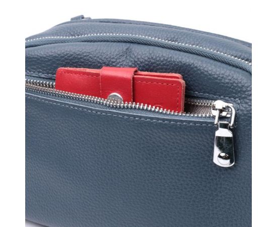 Купить Отменная сумка на каждый день с двумя отделениями из натуральной кожи Vintage 22595 Синяя, фото , изображение 10, характеристики, отзывы