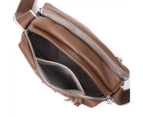 Придбати Модная сумка на каждый день с двумя отделениями из натуральной кожи Vintage 22596 Коричневый, image , зображення 9, характеристики, відгуки