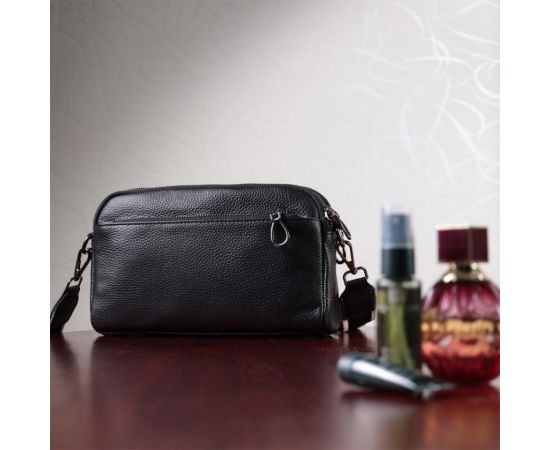 Купить Прямоугольная женская сумка с карманами из натуральной кожи Vintage 22597 Черная, фото , изображение 11, характеристики, отзывы