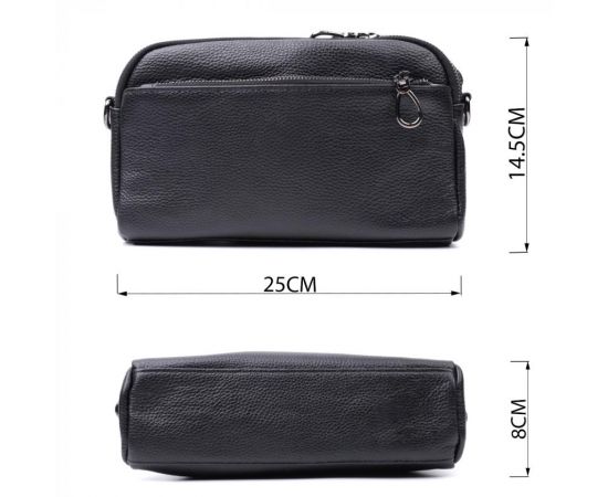 Купить Прямоугольная женская сумка с карманами из натуральной кожи Vintage 22597 Черная, фото , изображение 3, характеристики, отзывы