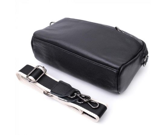 Купить Прямоугольная женская сумка с карманами из натуральной кожи Vintage 22597 Черная, фото , изображение 7, характеристики, отзывы