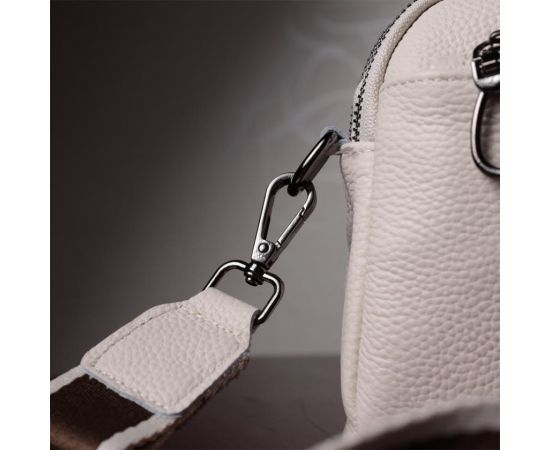 Придбати Женская прямоугольная сумка с карманами из натуральной кожи Vintage 22598 Белая, image , зображення 13, характеристики, відгуки