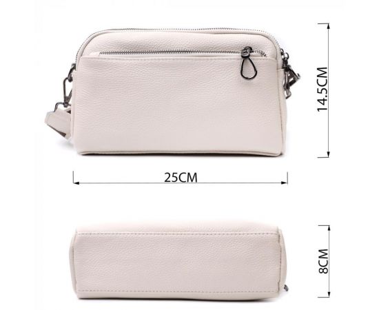 Придбати Женская прямоугольная сумка с карманами из натуральной кожи Vintage 22598 Белая, image , зображення 3, характеристики, відгуки