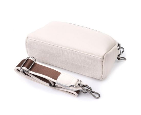 Придбати Женская прямоугольная сумка с карманами из натуральной кожи Vintage 22598 Белая, image , зображення 8, характеристики, відгуки