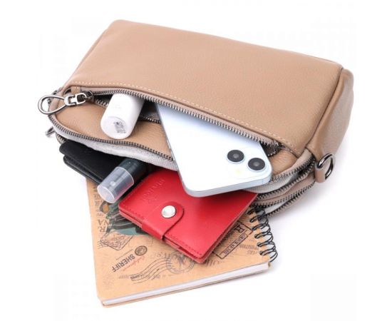 Купить Женская стильная сумка из натуральной кожи Vintage 22599 Бежевая, фото , изображение 10, характеристики, отзывы