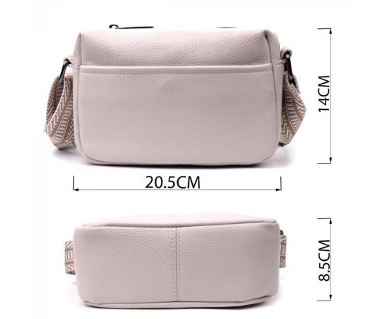 Придбати Женская сумка на одно отделение из натуральной кожи Vintage 22602 Белая, image , зображення 3, характеристики, відгуки