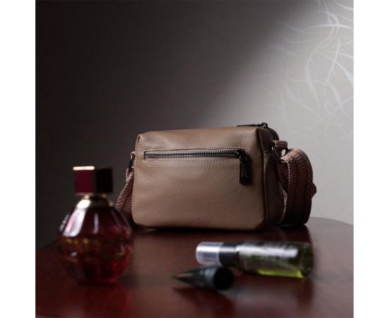 Купить Небольшая сумка на одно отделение для стильных женщин из натуральной кожи Vintage 22604 Бежевая, фото , изображение 13, характеристики, отзывы