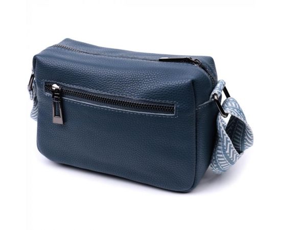 Купить Трендовая сумка на одно отделение для стильных женщин из натуральной кожи Vintage 22605 Синяя, фото , изображение 2, характеристики, отзывы