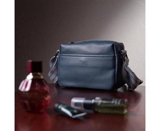 Купить Трендовая сумка на одно отделение для стильных женщин из натуральной кожи Vintage 22605 Синяя, фото , изображение 12, характеристики, отзывы