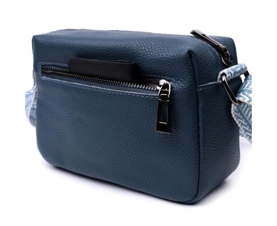 Купить Трендовая сумка на одно отделение для стильных женщин из натуральной кожи Vintage 22605 Синяя, фото , изображение 7, характеристики, отзывы
