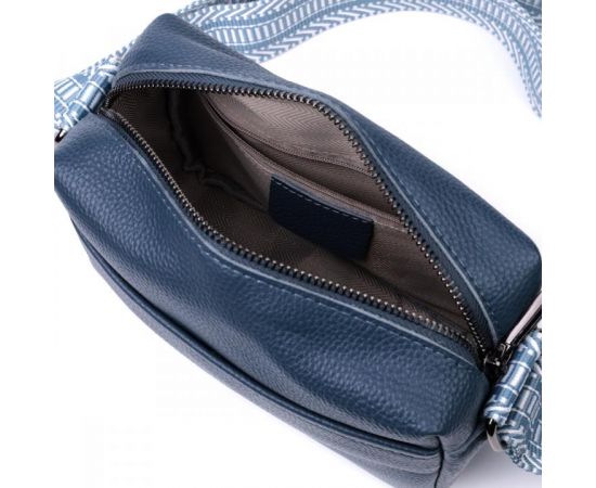 Купить Трендовая сумка на одно отделение для стильных женщин из натуральной кожи Vintage 22605 Синяя, фото , изображение 10, характеристики, отзывы