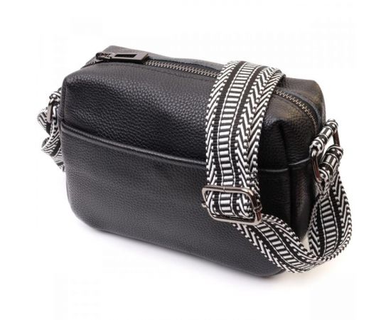 Купить Сумка на одно отделение в классическом цвете из натуральной кожи Vintage 22606 Черная, фото , характеристики, отзывы