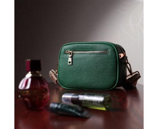 Купить Стеганая женская сумка из натуральной кожи Vintage 22613 Зеленая, фото , изображение 12, характеристики, отзывы