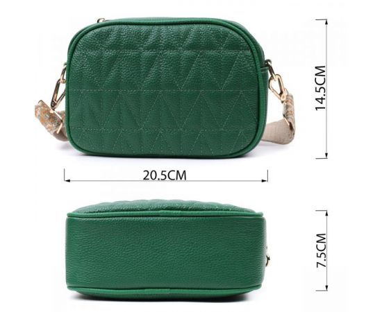 Купить Стеганая женская сумка из натуральной кожи Vintage 22613 Зеленая, фото , изображение 3, характеристики, отзывы