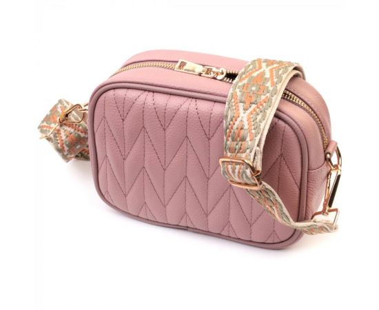 Купить Красивая стеганая женская сумка из натуральной кожи Vintage 22614 Розовая, фото , характеристики, отзывы