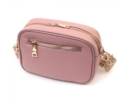 Купить Красивая стеганая женская сумка из натуральной кожи Vintage 22614 Розовая, фото , изображение 2, характеристики, отзывы