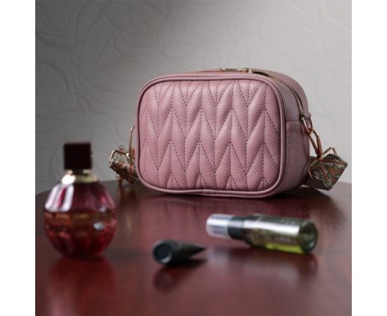 Купить Красивая стеганая женская сумка из натуральной кожи Vintage 22614 Розовая, фото , изображение 11, характеристики, отзывы