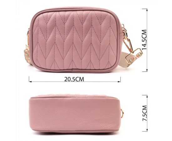 Купить Красивая стеганая женская сумка из натуральной кожи Vintage 22614 Розовая, фото , изображение 3, характеристики, отзывы