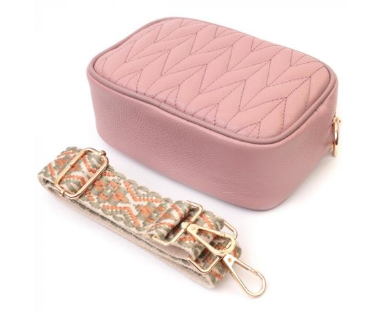 Купить Красивая стеганая женская сумка из натуральной кожи Vintage 22614 Розовая, фото , изображение 7, характеристики, отзывы