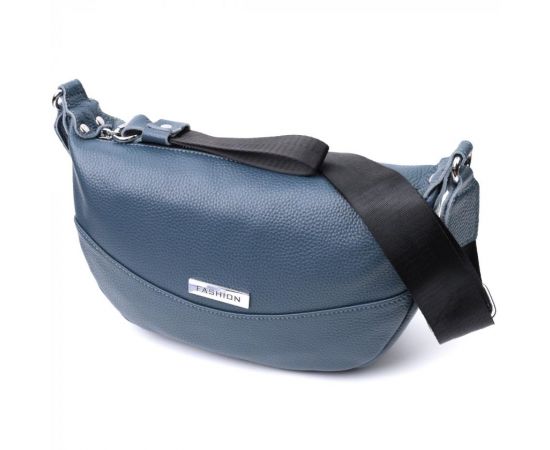 Купить Сумка для женщин через плечо с необычным бегунком брелком из натуральной кожи Vintage 22617 Синяя, фото , характеристики, отзывы