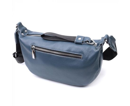 Купить Сумка для женщин через плечо с необычным бегунком брелком из натуральной кожи Vintage 22617 Синяя, фото , изображение 2, характеристики, отзывы
