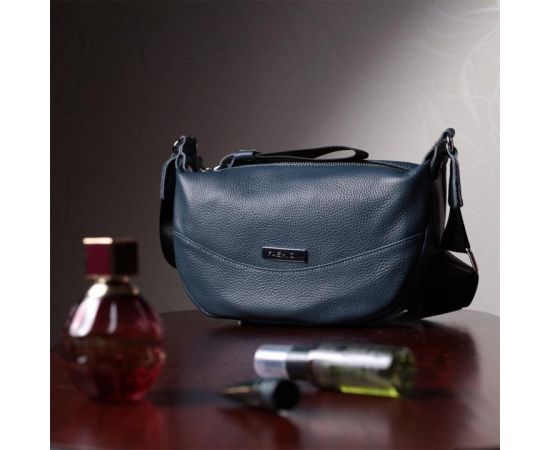 Купить Сумка для женщин через плечо с необычным бегунком брелком из натуральной кожи Vintage 22617 Синяя, фото , изображение 11, характеристики, отзывы