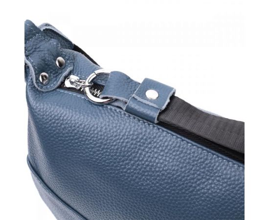 Купить Сумка для женщин через плечо с необычным бегунком брелком из натуральной кожи Vintage 22617 Синяя, фото , изображение 8, характеристики, отзывы