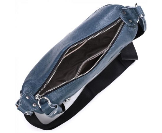 Купить Сумка для женщин через плечо с необычным бегунком брелком из натуральной кожи Vintage 22617 Синяя, фото , изображение 9, характеристики, отзывы